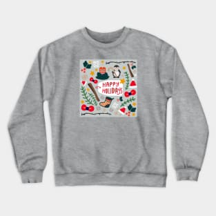 Happy Holidays Pattern Crewneck Sweatshirt